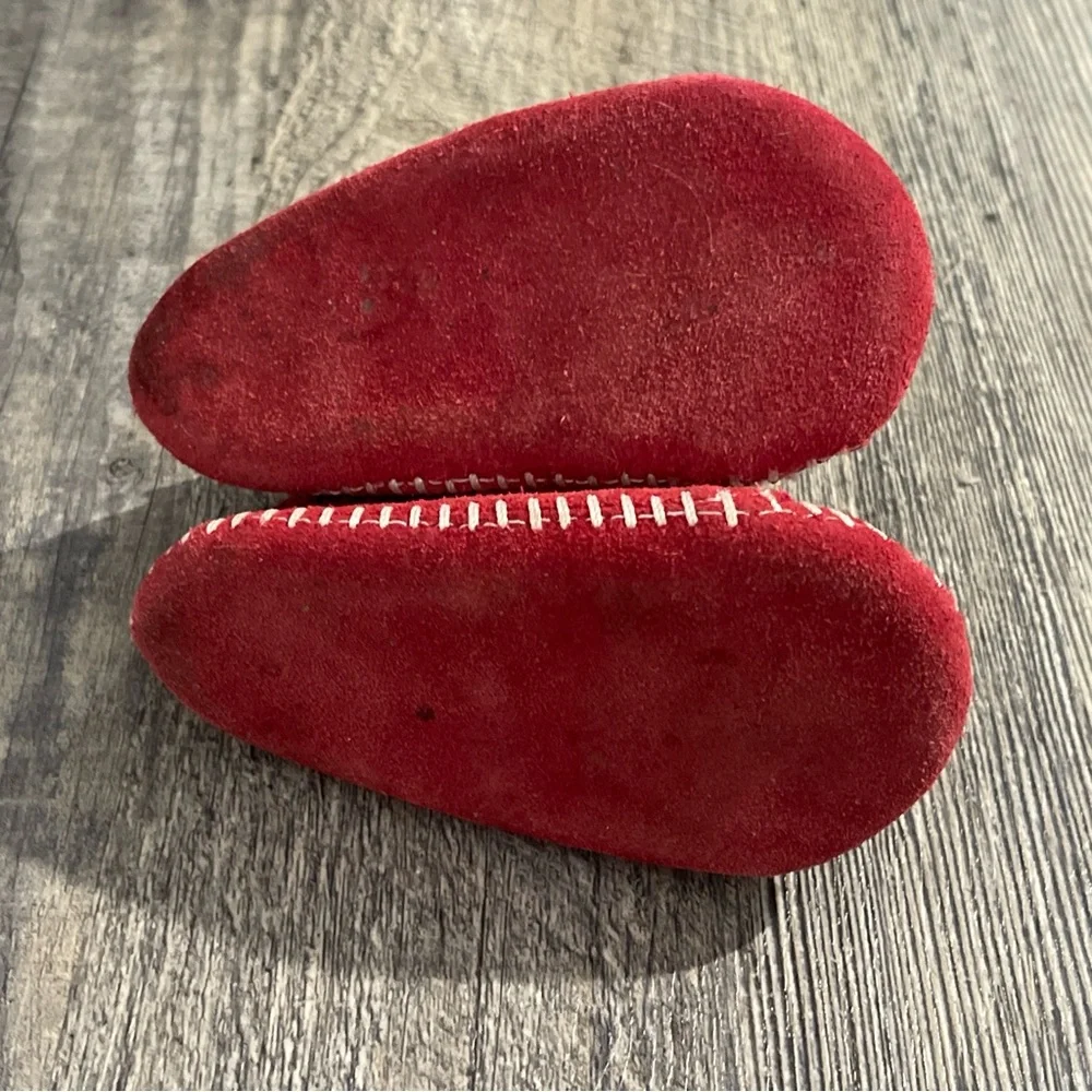 Baby Toddler Minnetonka Red Kids Moccasins Boy Girl Sz 3 Flap Booties Crib Shoes